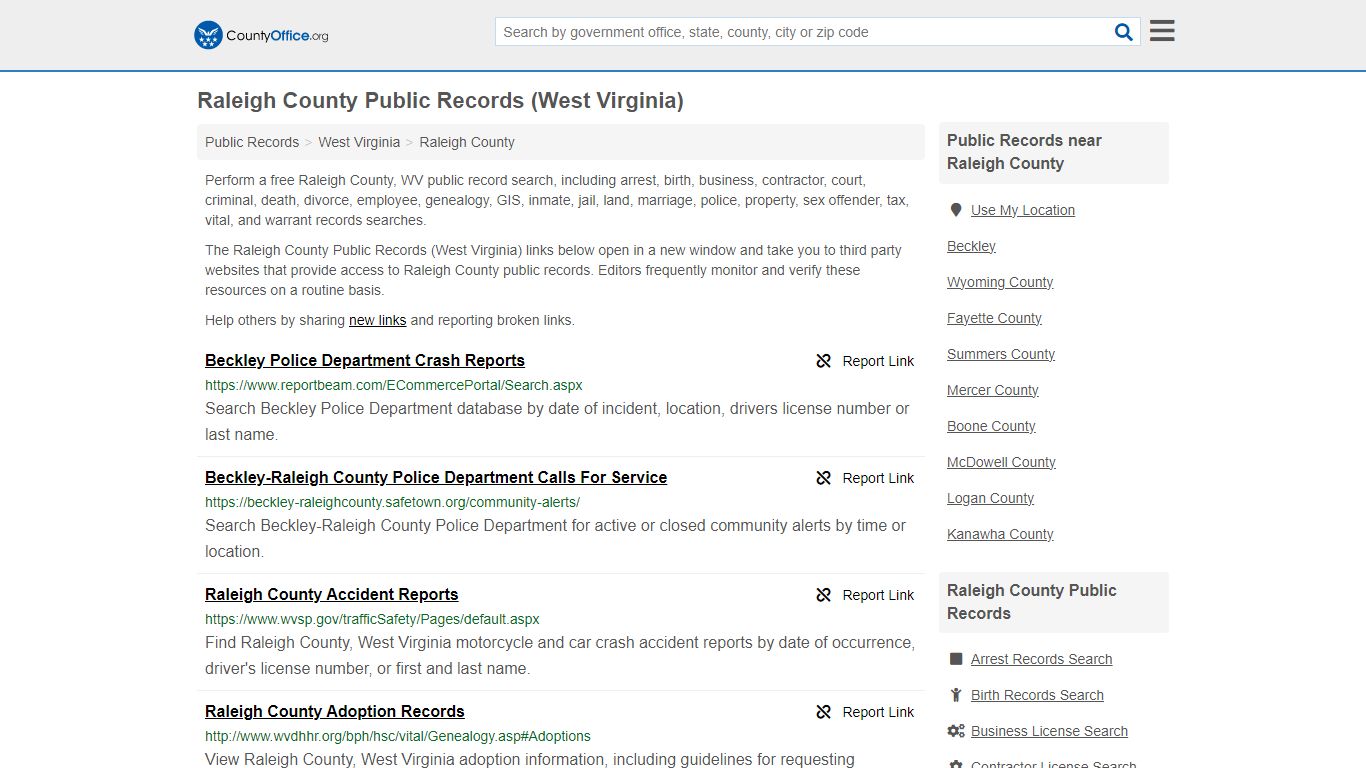 Public Records - Raleigh County, WV (Business, Criminal, GIS, Property ...